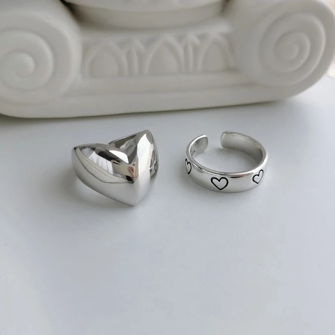 Love Heart Ring Silver Color Jewelries Women's Fashion Simple Design Big Finger Rings For Women Korean Japanese Girls Gifts
Love Heart Ring Silver Color Jewelries Women's Fashion Simple Design Big Finger Rings For Women Korean Japanese Girls Gifts