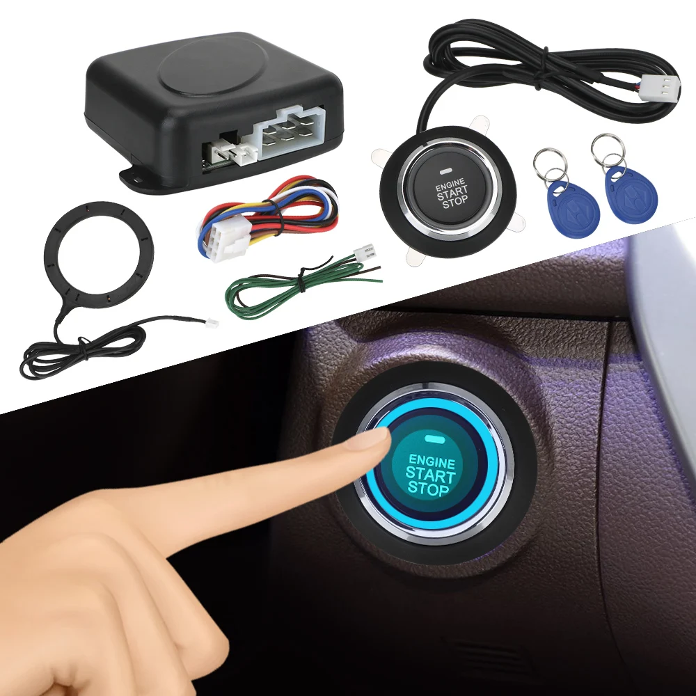 

Keyless Entry Starter Antitheft System Engine Push Button Entry Ignition Starter Switch One Start Stop Button Car Alarm 12V