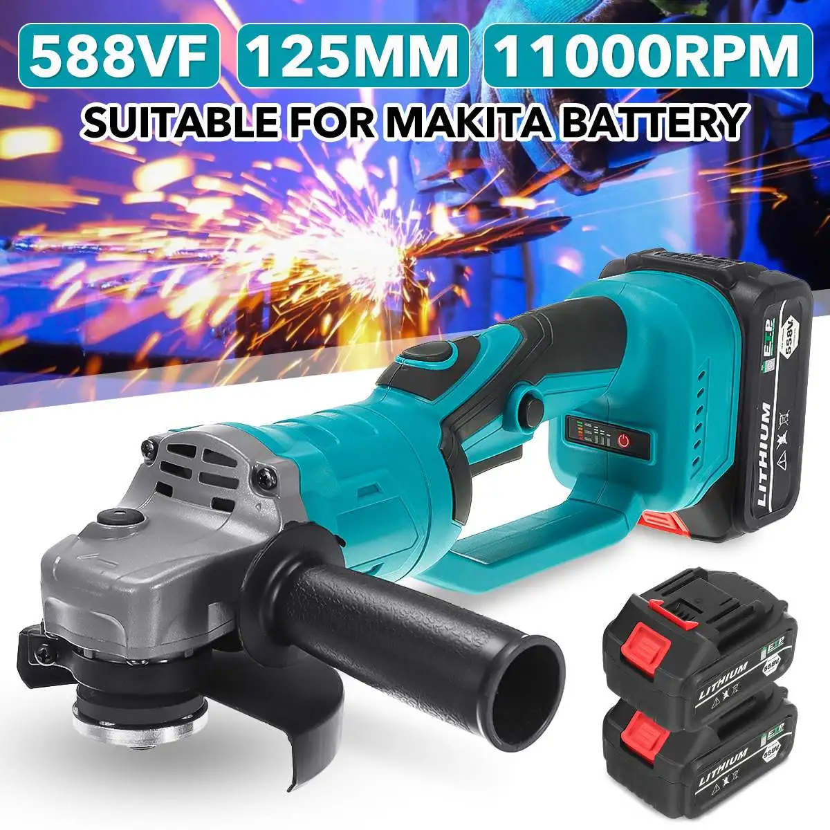 125mm Cordless Brushless Angle Grinder Electric Grinding Cutting Machine DIY Woodworking Power Tool with 2 Battery& Plastic Box 
125mm Cordless Brushless Angle Grinder Electric Grinding Cutting Machine DIY Woodworking Power Tool with 2 Battery& Plastic Box