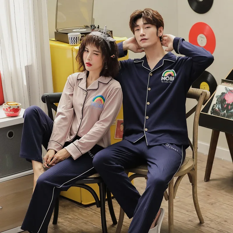 2020 Spring Autumn Couples 100% Cotton Pajama Sets for Women Long Sleeve Cardigan Sleepwear Men Loungewear Homewear Home Clothes
2020 Spring Autumn Couples 100% Cotton Pajama Sets for Women Long Sleeve Cardigan Sleepwear Men Loungewear Homewear Home Clothes