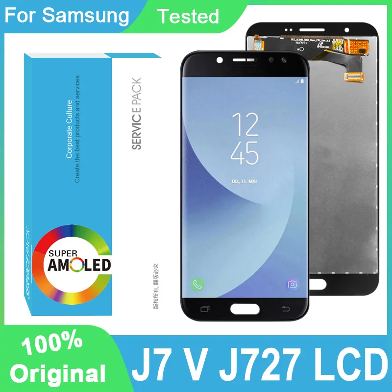 100% Оригинальный IPS 5 ''дисплей для Samsung Galaxy J7 J727 SM-J727P J727V J727A Полный ЖК-дисплей