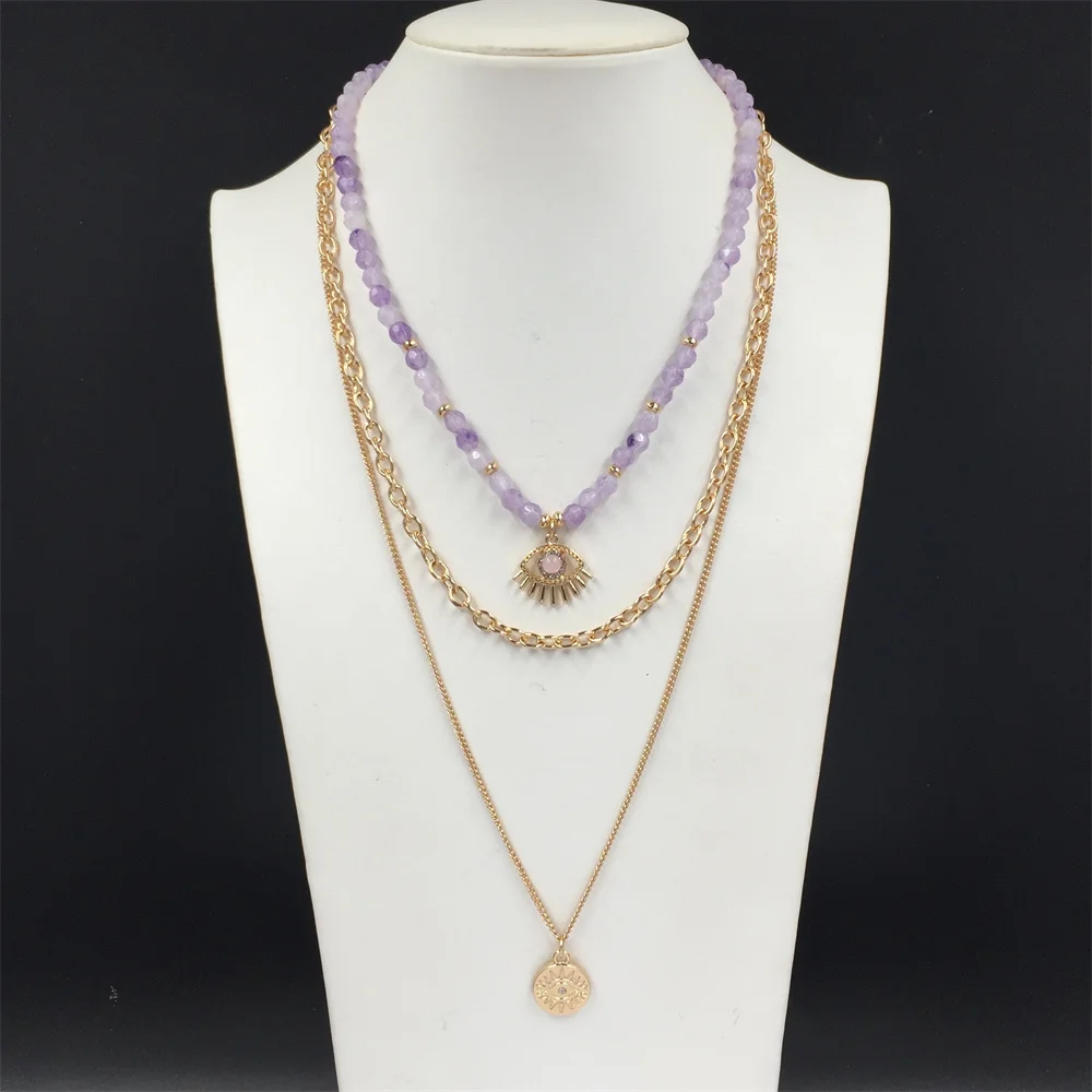 Gorgeous Light Purple Bead Gold Color Eye Charm Layered Necklace For Women Girl Casual Elegant Chic Trendy Jewelry Accessory
Gorgeous Light Purple Bead Gold Color Eye Charm Layered Necklace For Women Girl Casual Elegant Chic Trendy Jewelry Accessory