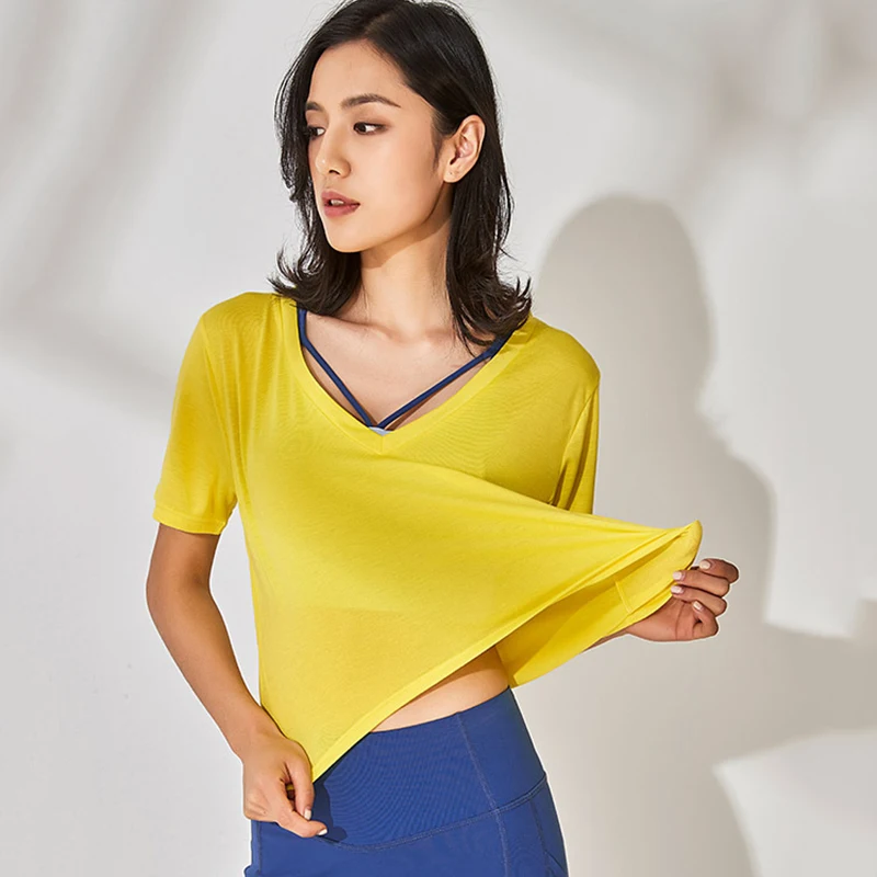 Peachmiss Sports Short-sleeved T-shirt V-neck Women Loose Solid Quick-drying T-shirt Running Yoga Shirt Women Crop Tops
Peachmiss Sports Short-sleeved T-shirt V-neck Women Loose Solid Quick-drying T-shirt Running Yoga Shirt Women Crop Tops