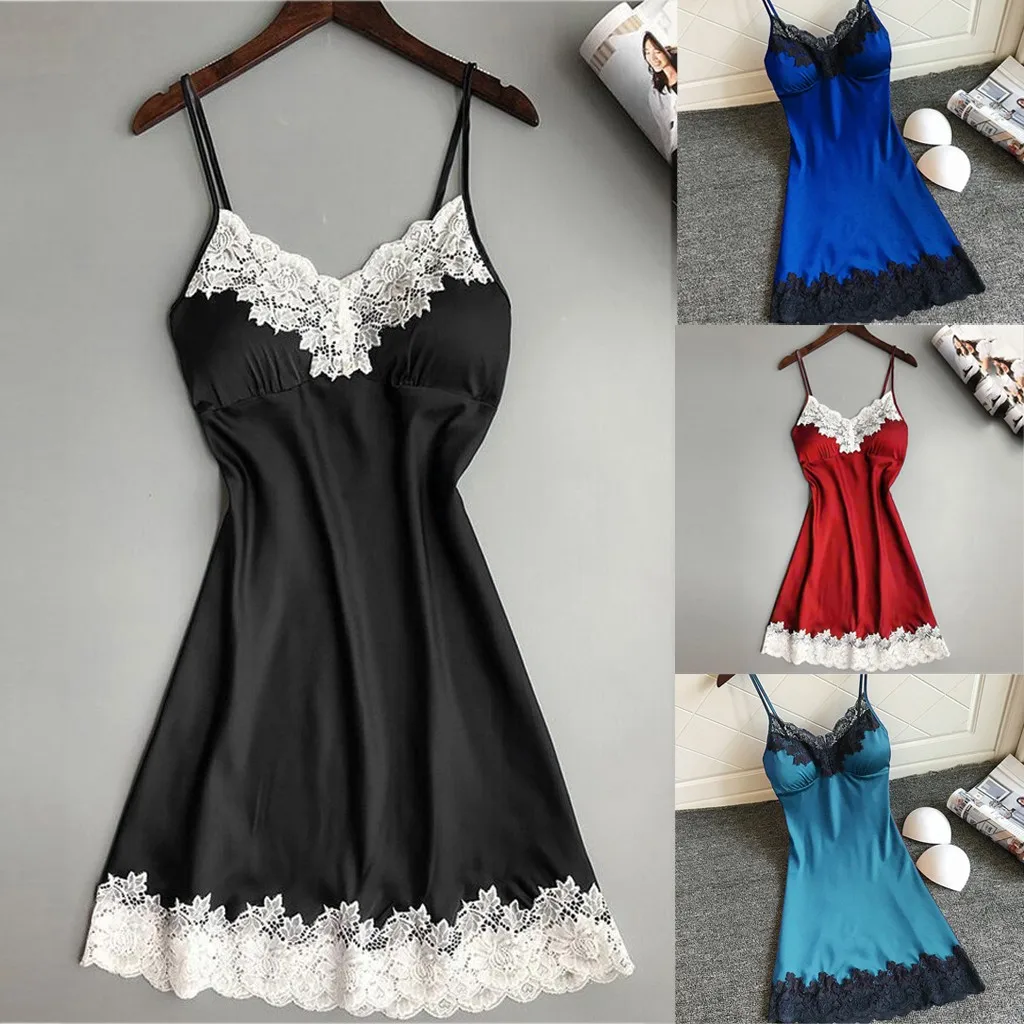 Satin Sleepwear Women's Nightie Ladies Nightwear Nightdress Sexy Lingerie With Chest Pads Women's Underwear Nightgown Homewear
Satin Sleepwear Women's Nightie Ladies Nightwear Nightdress Sexy Lingerie With Chest Pads Women's Underwear Nightgown Homewear
