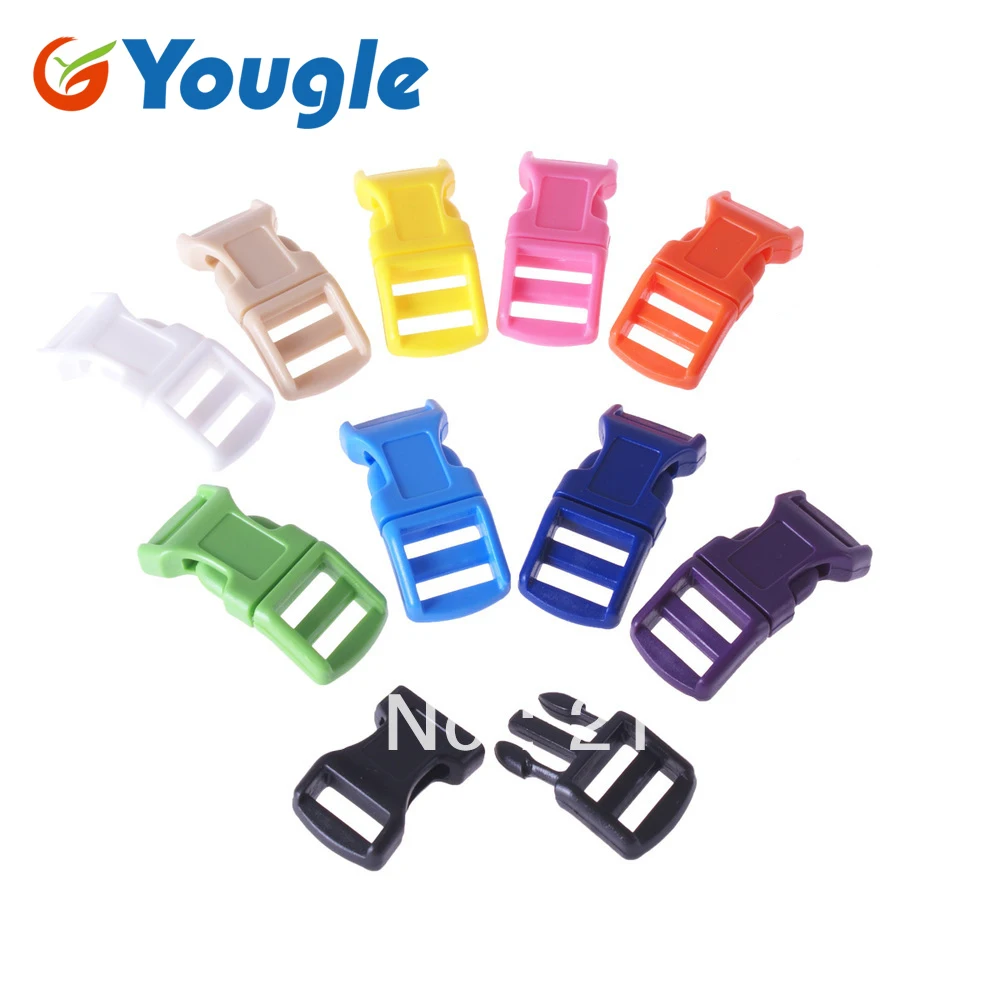 YOUGLE 100 шт./лот 1/2 "Пряжка цветная изогнутая боковая пластиковая пряжка для