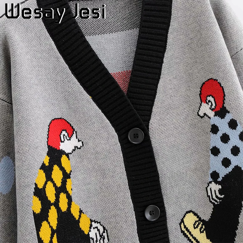 Korean Version Of 2020 Autumn And East Season New Women's Sweater Cardigan Jacquard V-neck Lazy Cartoon Loose Mid-length Sweater
Korean Version Of 2020 Autumn And East Season New Women's Sweater Cardigan Jacquard V-neck Lazy Cartoon Loose Mid-length Sweater