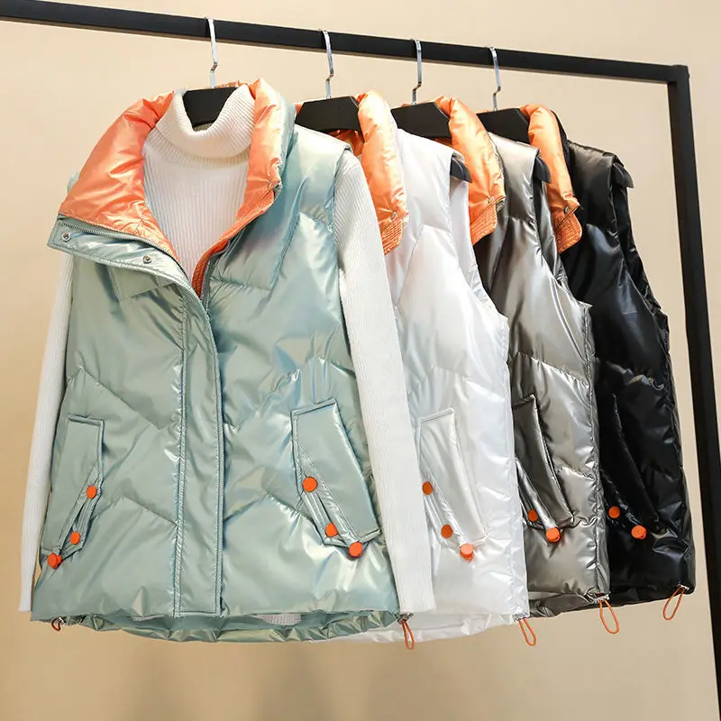 Autumn Winter Glossy Cotton Padded Waistcoat Jacket Women's 2021 New Fashion Loose Sleeveless Coat Short Ladies Casual Vest Tops
Autumn Winter Glossy Cotton Padded Waistcoat Jacket Women's 2021 New Fashion Loose Sleeveless Coat Short Ladies Casual Vest Tops