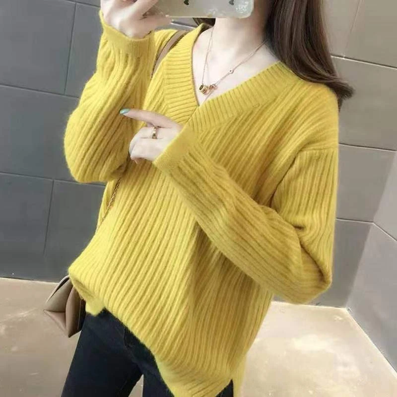 Autumn Winter Korean Fashion Loose Long Sleeve Sweaters Pullover V-Neck Sweater Women Femme Warm Knitted Pullovers
Autumn Winter Korean Fashion Loose Long Sleeve Sweaters Pullover V-Neck Sweater Women Femme Warm Knitted Pullovers