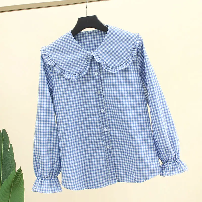 2020 Spring New Sweet Lace Peter Pan Collar Vintage Plaid Cute Petal Full Sleeve Harajuku Shirt Women Blouse Shirt K144
2020 Spring New Sweet Lace Peter Pan Collar Vintage Plaid Cute Petal Full Sleeve Harajuku Shirt Women Blouse Shirt K144