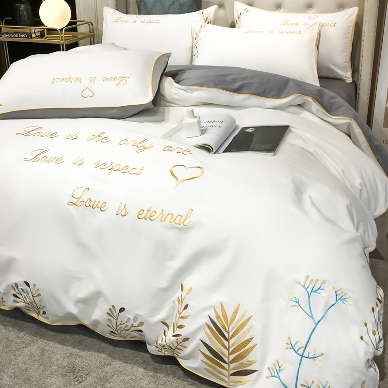 Luxury Embroidery Bedding Set Duvet Cover Nordic Comfortable Bedding Set Cotton Queen Size Juego De Cama Household Goods DG50BS
Luxury Embroidery Bedding Set Duvet Cover Nordic Comfortable Bedding Set Cotton Queen Size Juego De Cama Household Goods DG50BS