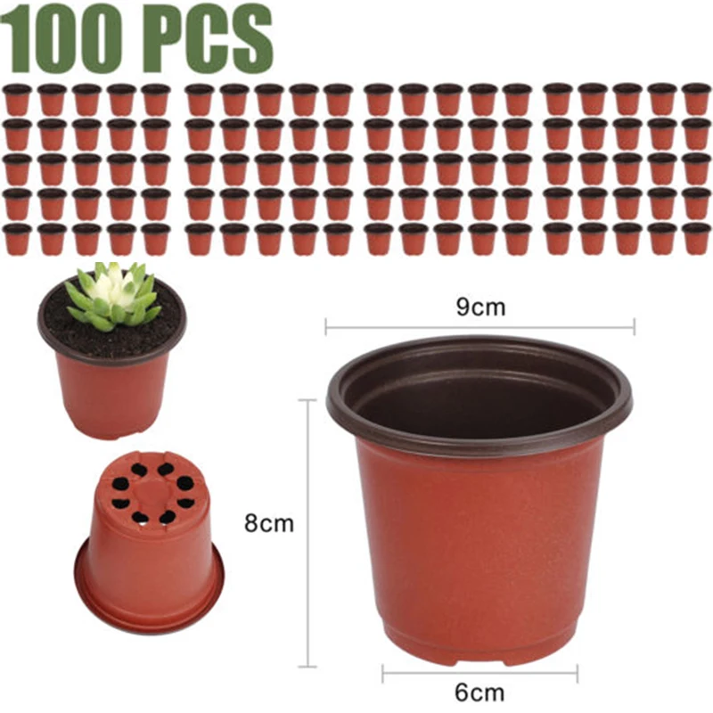 100pcs Plastic Garden Nursery Pots Flowerpot Planter Containers Set Two-color Universal Softened Nursery Seed
100pcs Plastic Garden Nursery Pots Flowerpot Planter Containers Set Two-color Universal Softened Nursery Seed