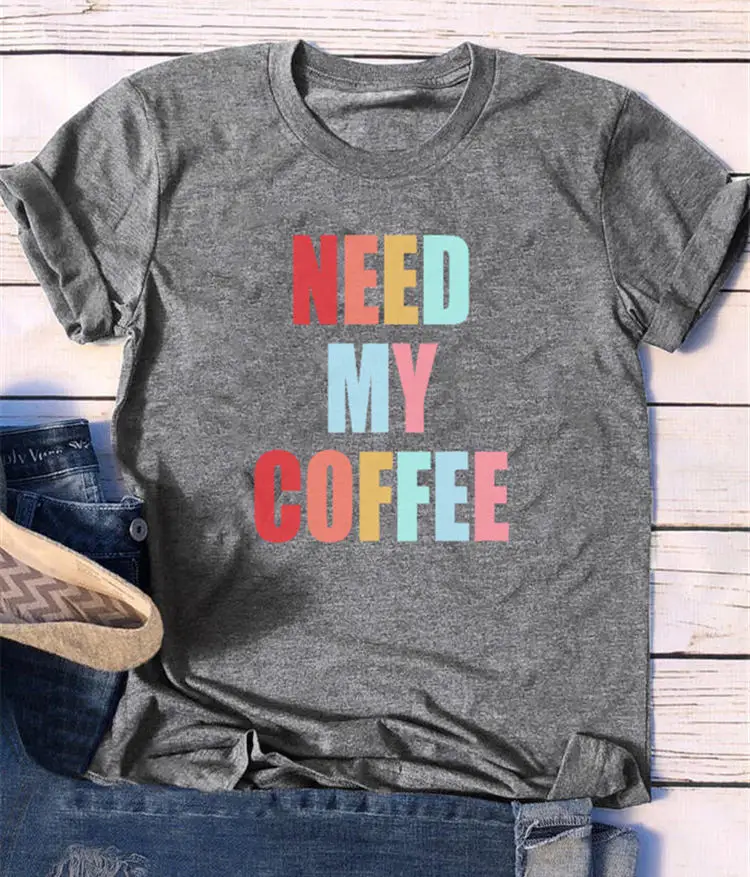 Женский хипстер NEED MY COFFEE топ с вырезом лодочкой и коротким рукавом Повседневная