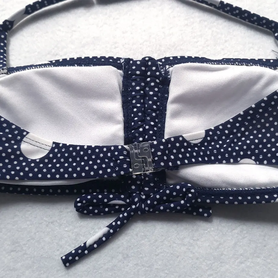 Polka Dot Swimsuit Girls Kids Two Piece Children's Swimwear Halter Top Baby Girl Bathing Suit Padded Beach Swimming | Спорт и