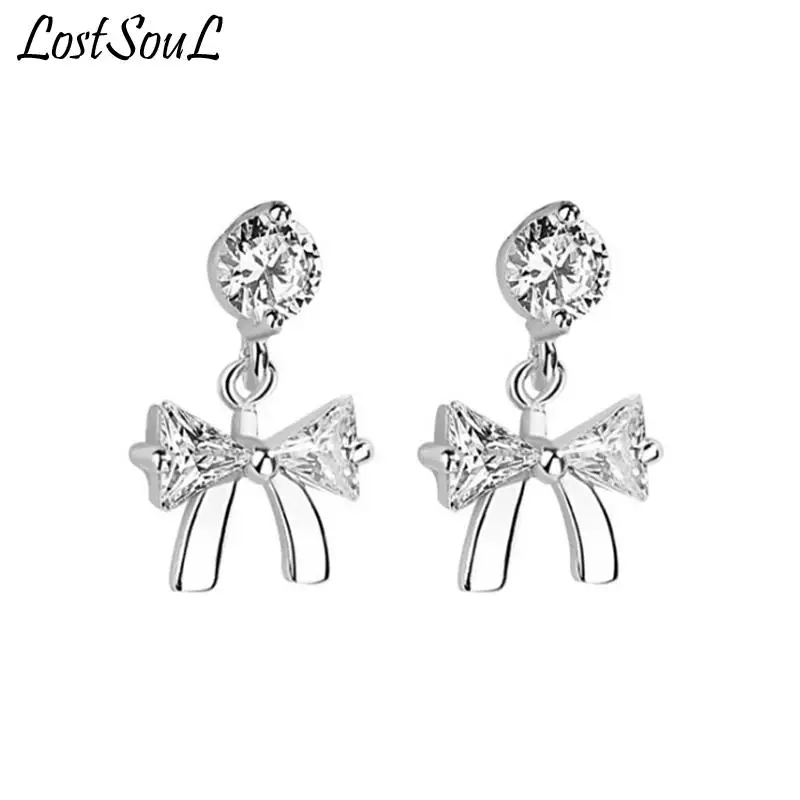 LOSTSOUL Charming Korean Style 925 Sterling Silver Sweet Bownot Crystal Rhinestones Inlaid Earrings Fashion Jewelry For Women 
LOSTSOUL Charming Korean Style 925 Sterling Silver Sweet Bownot Crystal Rhinestones Inlaid Earrings Fashion Jewelry For Women