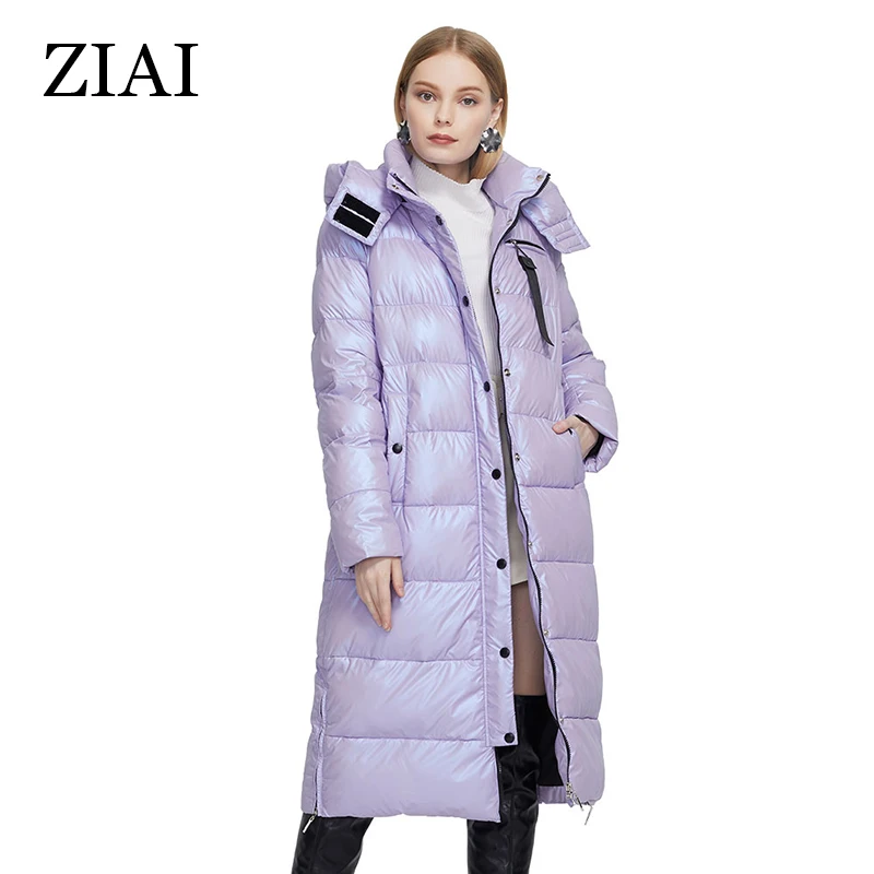 Зима 2021 Женская длинная теплая куртка ZIAI модная облегающая женская из цветной