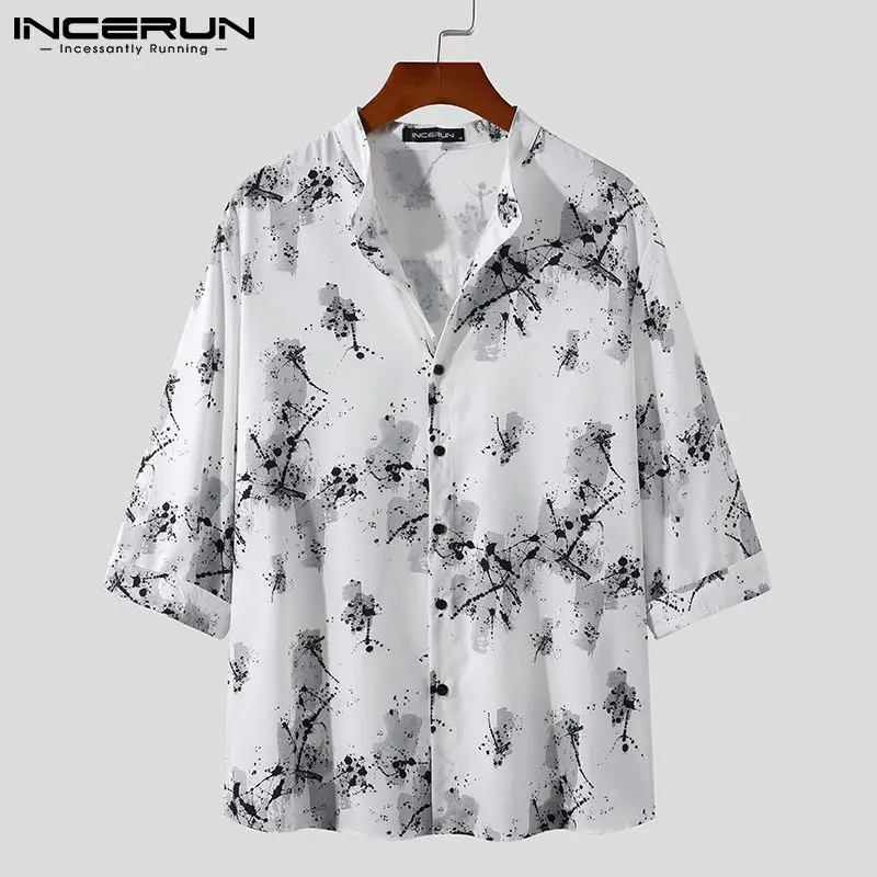 INCERUN Men Casual Shirt Printed Streetwear Stand Collar 3/4 Sleeve Button Leisure Men Clothing 2021 Breathable Harajuku Camisas
INCERUN Men Casual Shirt Printed Streetwear Stand Collar 3/4 Sleeve Button Leisure Men Clothing 2021 Breathable Harajuku Camisas