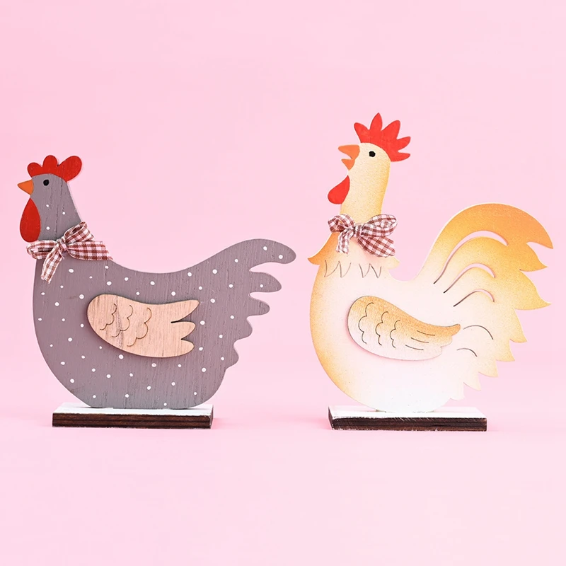 Wooden Easter Ornament Bowknot Chicken Shape Figurines Festive Atmosphere Decoration for Desktop Yard 
Wooden Easter Ornament Bowknot Chicken Shape Figurines Festive Atmosphere Decoration for Desktop Yard