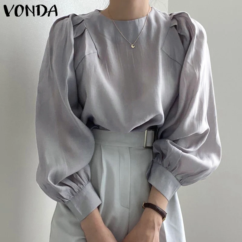 2022 VONDA Autumn Blouse Casual Puff Sleeve O Neck Solid Retro Shirts Ladies Baggy Bohemian Blusas Office Formal Streetwears
2022 VONDA Autumn Blouse Casual Puff Sleeve O Neck Solid Retro Shirts Ladies Baggy Bohemian Blusas Office Formal Streetwears