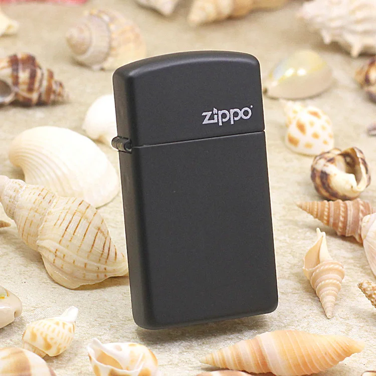 Оригинальная зажигалка Zippo медная ветрозащитная черная матовая узкая сигаретная