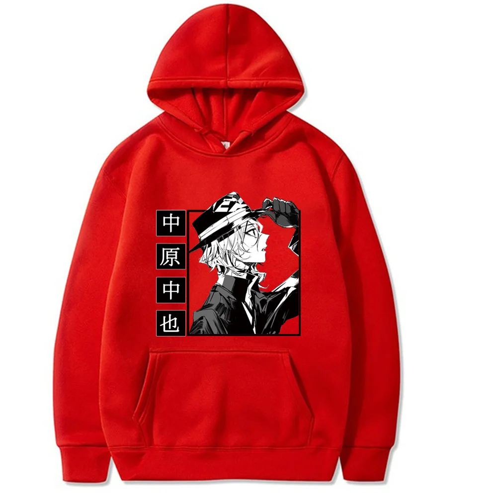 Anime Bungo Stray Dogs Nakahara Chuuya Manga Hoodie Pullovers Top Double Sided Long Sleeve Loose Casual Fashion Man Woman Cloth | Мужская