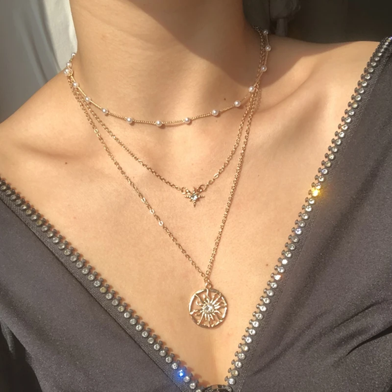 KISS WIFE Trendy Multilayered Pearl Pendant Necklace For Women Fashion Sun Star Gold Pearl Choker Necklaces 2021 Trend Jewelry
KISS WIFE Trendy Multilayered Pearl Pendant Necklace For Women Fashion Sun Star Gold Pearl Choker Necklaces 2021 Trend Jewelry