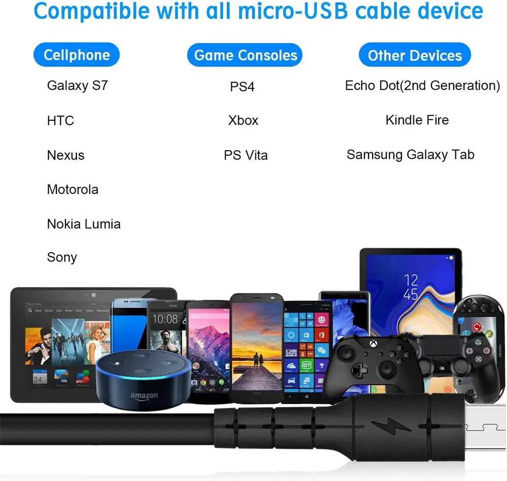 EDIYUN Micro USB Cable 3A Extra Long 3M Fast Charging Cord for Samsung Extension Cable HUAWEI Mobile Phones Micro Usb Cable
EDIYUN Micro USB Cable 3A Extra Long 3M Fast Charging Cord for Samsung Extension Cable HUAWEI Mobile Phones Micro Usb Cable