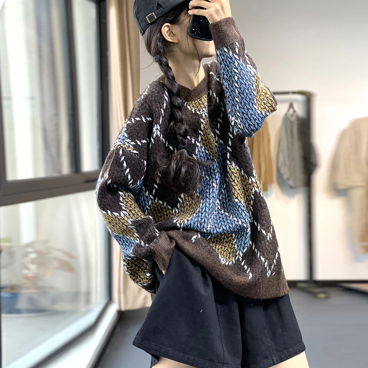 H.SA Women Winter Sweater and Pullovers 2020 O neck Argyle Pull Jumpers Oversized Vintage Sweater Tops Chic Knitwear Steetwear
H.SA Women Winter Sweater and Pullovers 2020 O neck Argyle Pull Jumpers Oversized Vintage Sweater Tops Chic Knitwear Steetwear