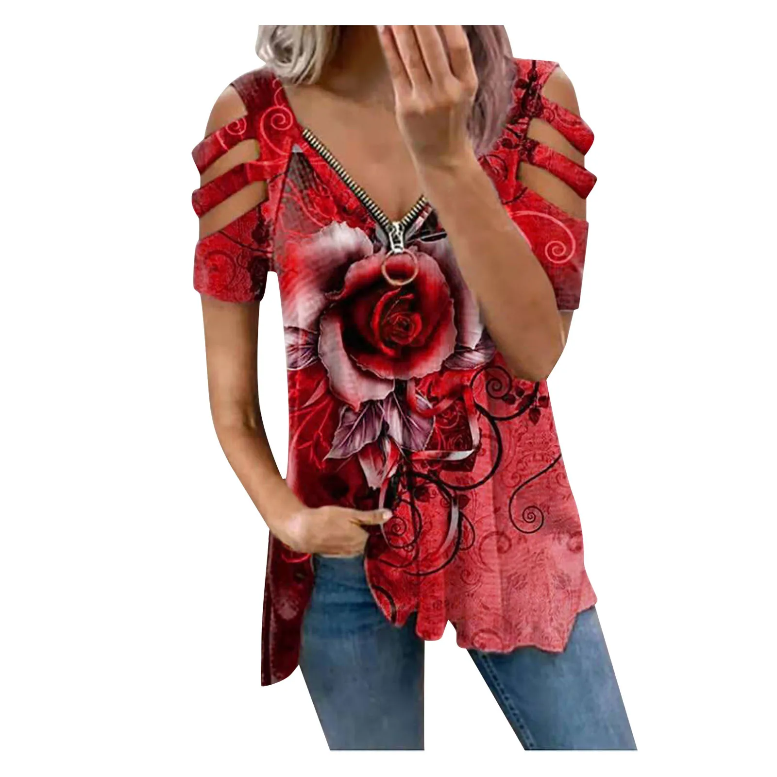 2021 Women Fashion V-neck Print Short Sleeve Zipper T-Shirts Blouse Tops neck Print Short Sleeve Zipper T-Shirts
2021 Women Fashion V-neck Print Short Sleeve Zipper T-Shirts Blouse Tops neck Print Short Sleeve Zipper T-Shirts