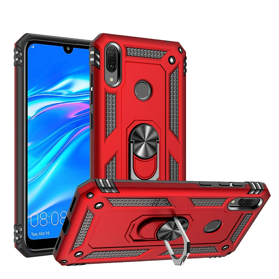 Чехол для Huawei Honor 8A роскошный противоударный чехол с металлическим кольцом и