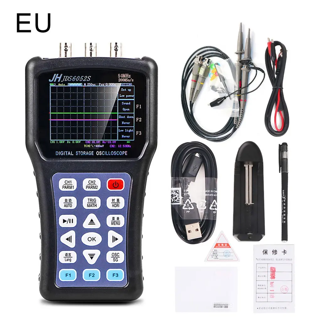 JDS6052S Handheld Oscilloscope Digital Storagesignal Function Generator 20MHz Oscilloscope Sampling Rate Multifunction
JDS6052S Handheld Oscilloscope Digital Storagesignal Function Generator 20MHz Oscilloscope Sampling Rate Multifunction