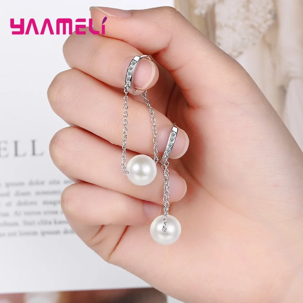925 Sterling Silver Ball Round Shape Pearl Earrings for Women Korean Elegant Gift Pendientes Femme Fashion Party Jewelry
925 Sterling Silver Ball Round Shape Pearl Earrings for Women Korean Elegant Gift Pendientes Femme Fashion Party Jewelry