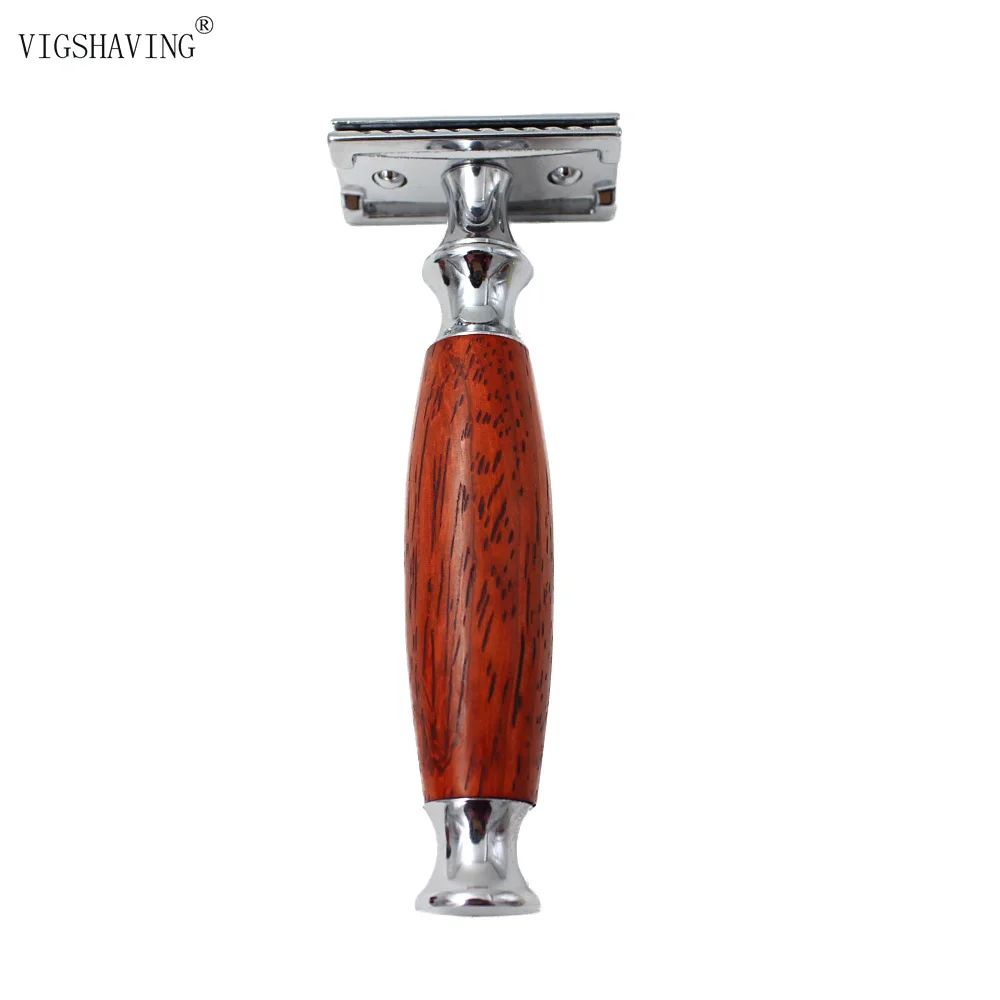 Wood Handle and Chrome plated Double Edge Safety Shaving Razor For Men Barber Shave Tool | Красота и здоровье