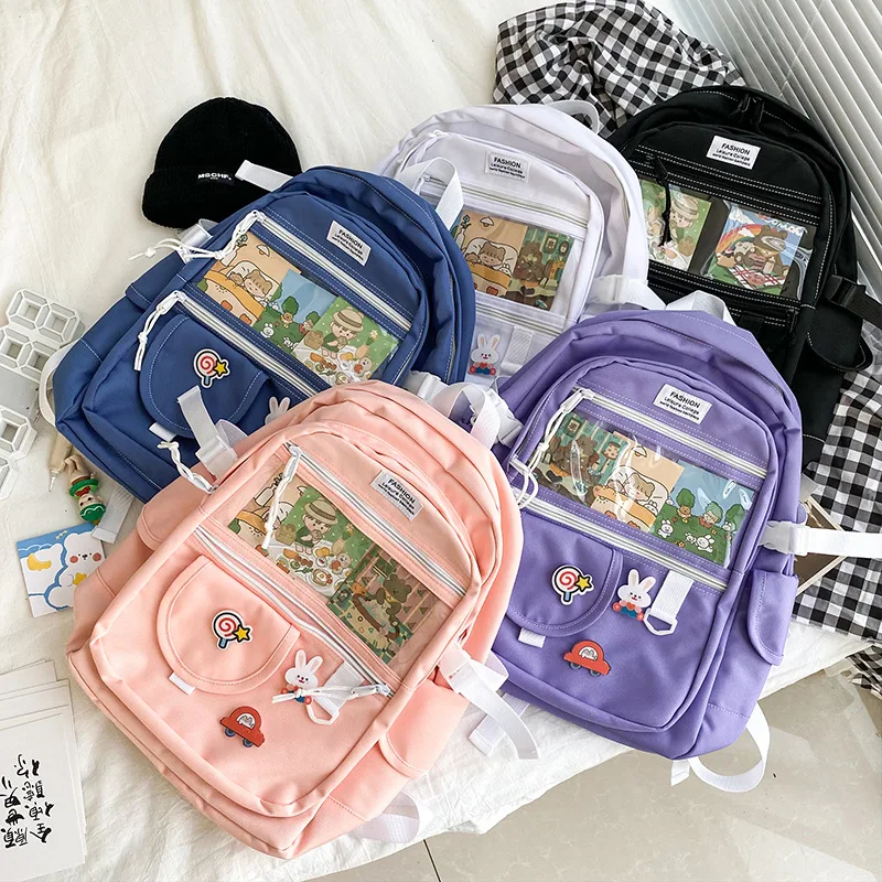Kawaii Large Capacity Women Backpack Bag For School Girls Waterproof Nylon Transparent Shoulder School Bag For Teens Travel Bag
Kawaii Large Capacity Women Backpack Bag For School Girls Waterproof Nylon Transparent Shoulder School Bag For Teens Travel Bag