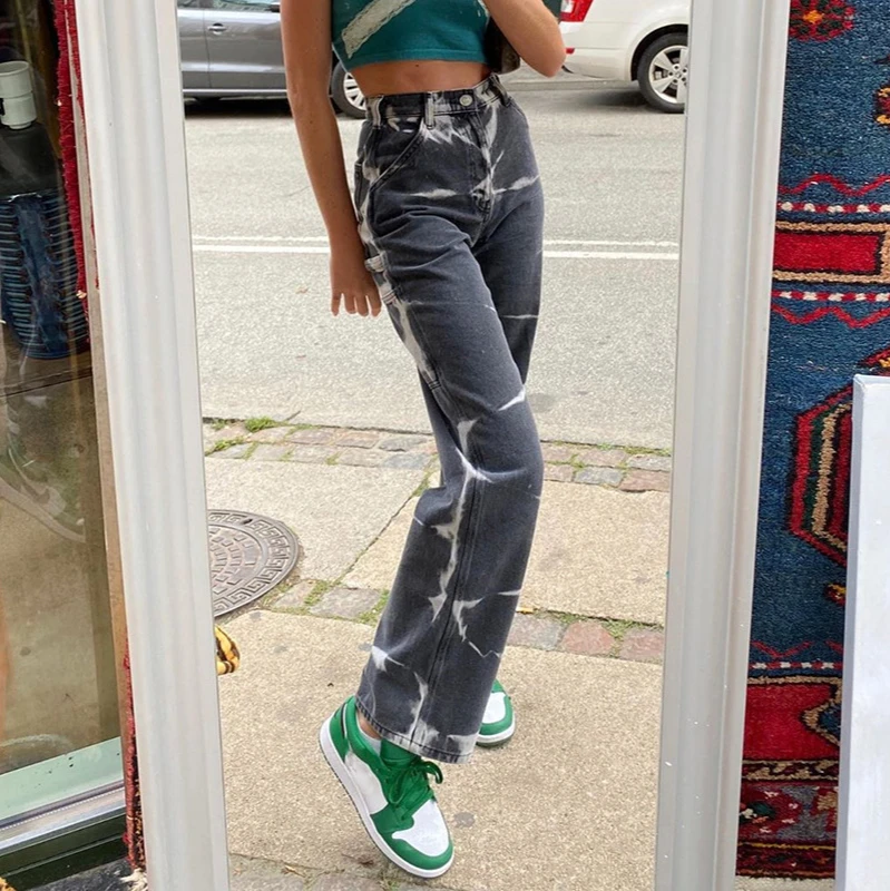Women's Pants High Waist Tie Dye Street Fashion Loose Clothes Mother's Tool Straight Leg Jeans
Women's Pants High Waist Tie Dye Street Fashion Loose Clothes Mother's Tool Straight Leg Jeans