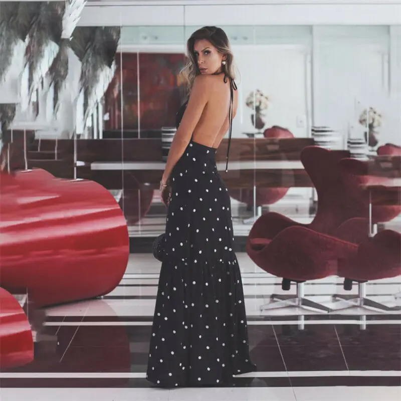 Bohemian Women Summer Holiday Sashes Empire Waistline Loose Sleeveless Polka Dot Maxi Dress Drop V-neck Long Cocktail Dress
Bohemian Women Summer Holiday Sashes Empire Waistline Loose Sleeveless Polka Dot Maxi Dress Drop V-neck Long Cocktail Dress