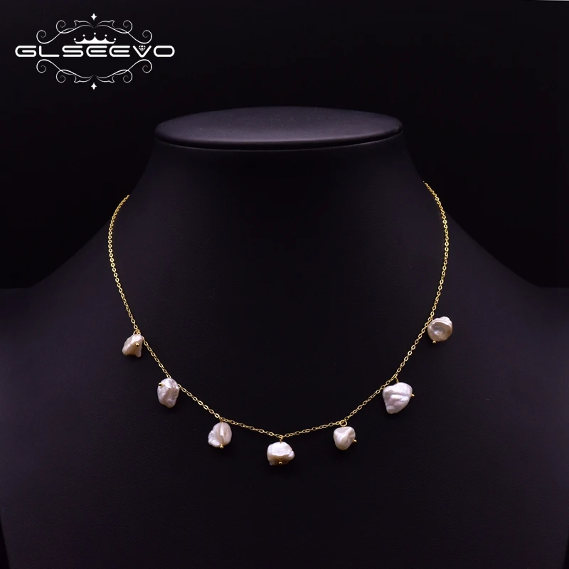 GLSEEVO Original Design 925 Sterling Silver Natural Baroque Pearl Minimalism Necklace For Women Wedding Jewelry Collares GN0219 
GLSEEVO Original Design 925 Sterling Silver Natural Baroque Pearl Minimalism Necklace For Women Wedding Jewelry Collares GN0219