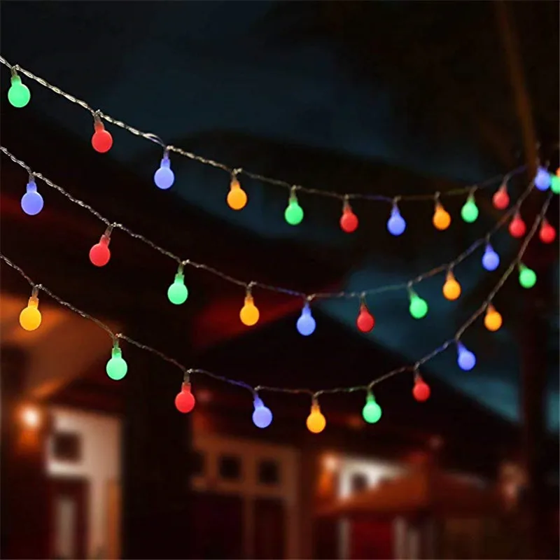 

10m 20m 30m 50m Led String Lights With White Ball AC110V/220V Holiday Decoration Lamp Festival Christmas Lights Outdoor Lighting