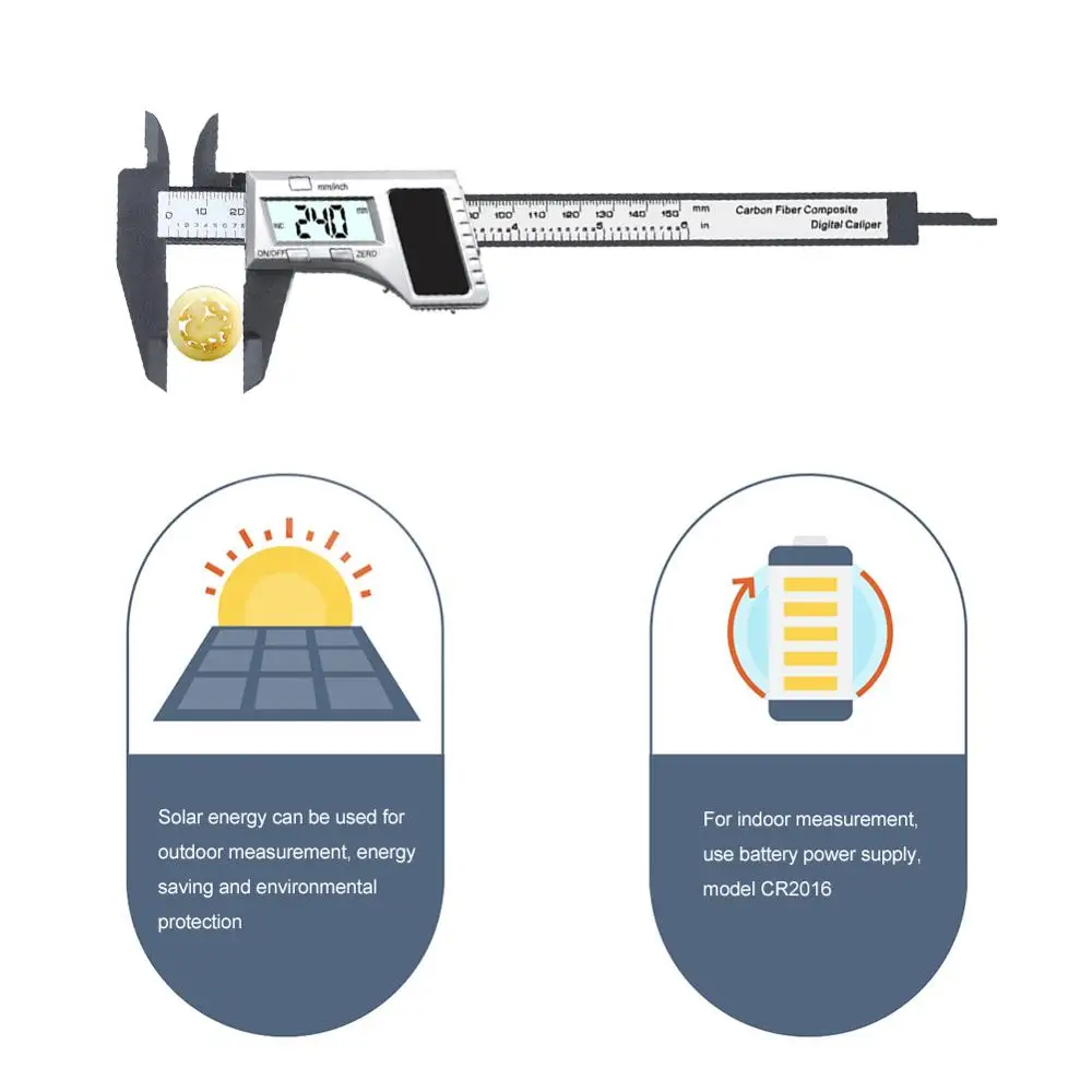 0-150mm Electronic Digital Vernier Caliper 2 Power Supply Solar/Battery Home Measuring Ruler
0-150mm Electronic Digital Vernier Caliper 2 Power Supply Solar/Battery Home Measuring Ruler