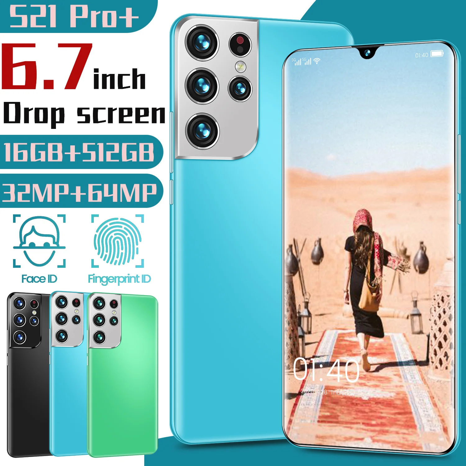 Mobile Phones Global Version S21 Pro+ 16GB+512GB 6.7 Inch 5G Smartphones Dual SIM Telephone 6000mAh 32+64MP Android11 Cellphone
Mobile Phones Global Version S21 Pro+ 16GB+512GB 6.7 Inch 5G Smartphones Dual SIM Telephone 6000mAh 32+64MP Android11 Cellphone