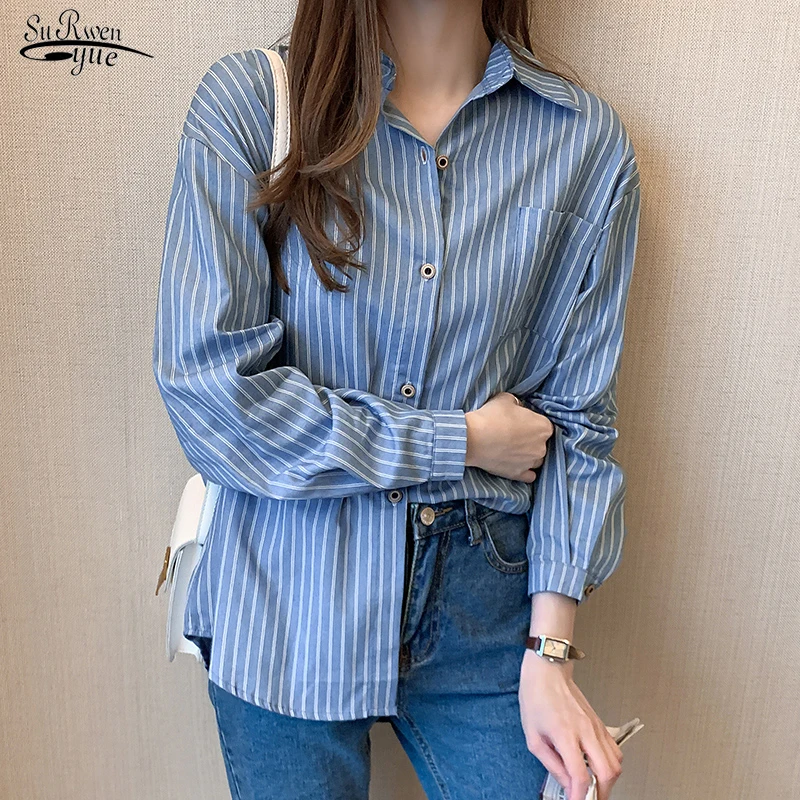 Casual Woman Shirt Plus Size Stripe Women Tops Blouses 2021 Autumn Full Blue Chic Loose Office Lady Clothes with Button 10429
Casual Woman Shirt Plus Size Stripe Women Tops Blouses 2021 Autumn Full Blue Chic Loose Office Lady Clothes with Button 10429