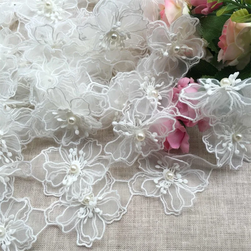 3D Flower With Pearls Lace Trimmings DIY Wedding Dress Decor Patches For Cloth Sewing Craft
3D Flower With Pearls Lace Trimmings DIY Wedding Dress Decor Patches For Cloth Sewing Craft