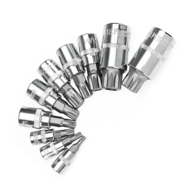 10pcs Set XZN 12 Point Spline Bit Socket S2 Steel 4-18mm Auto Car Anti-Rust Ratchets Wrench Hand Tools High Hardness
10pcs Set XZN 12 Point Spline Bit Socket S2 Steel 4-18mm Auto Car Anti-Rust Ratchets Wrench Hand Tools High Hardness