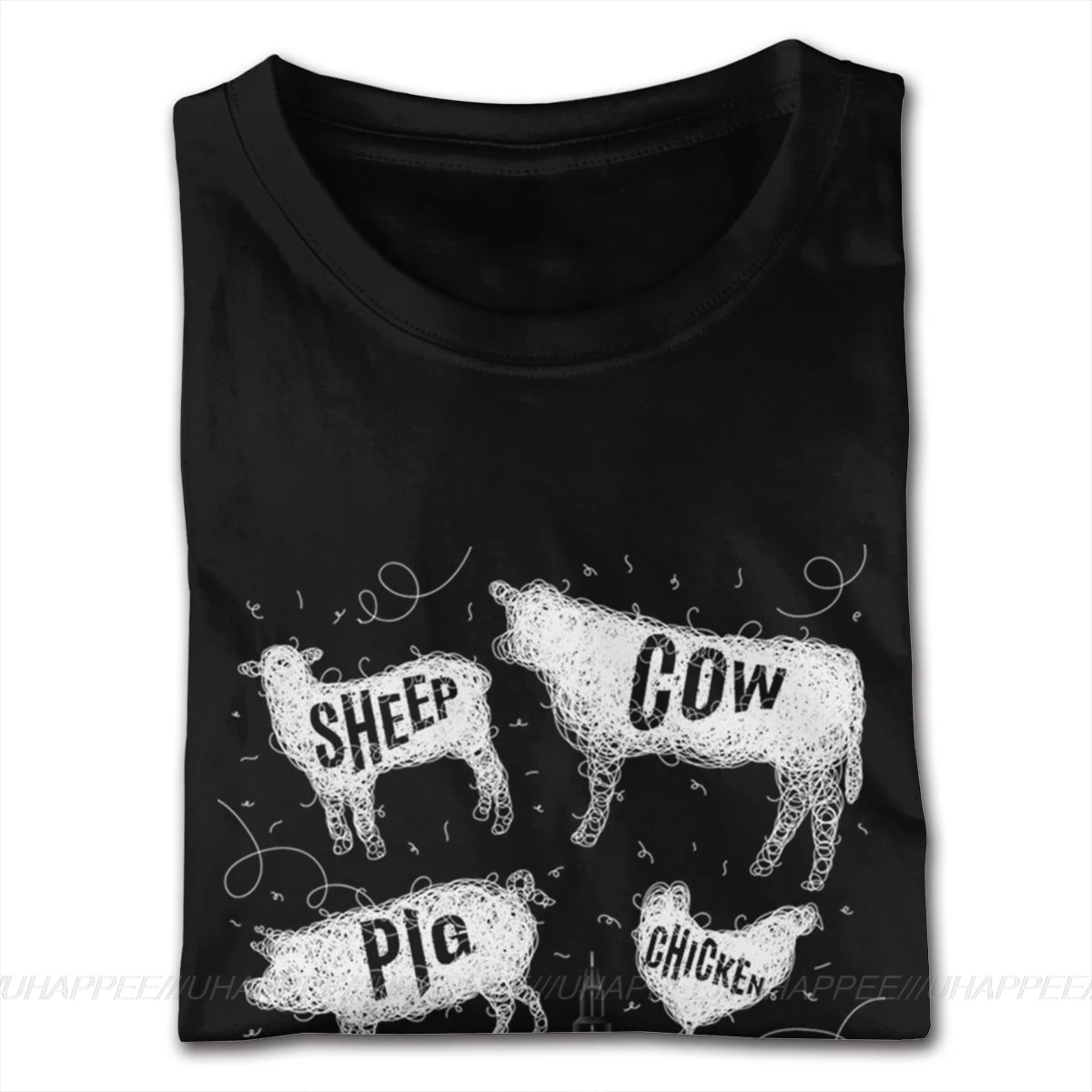 Овечья корова свинья цыпленка в белом модном футболке маленького размера для