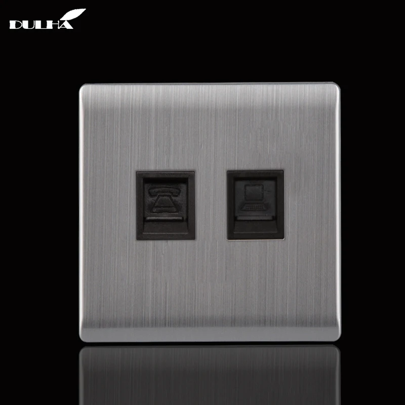 Telephone And Computer Wall Socket Double Port RJ45 Internet CAT5 Data Network Jack Plug + RJ11 TEL Outlet Stainless Steel Panel
Telephone And Computer Wall Socket Double Port RJ45 Internet CAT5 Data Network Jack Plug + RJ11 TEL Outlet Stainless Steel Panel