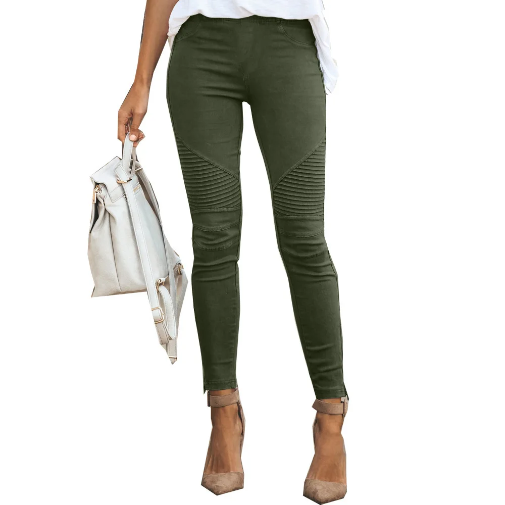 

Женские модные повседневные облегающие эластичные брюки до щиколотки цвета хаки, желтый, серый, зеленый, черный, синий, бордовый, фиолетовый