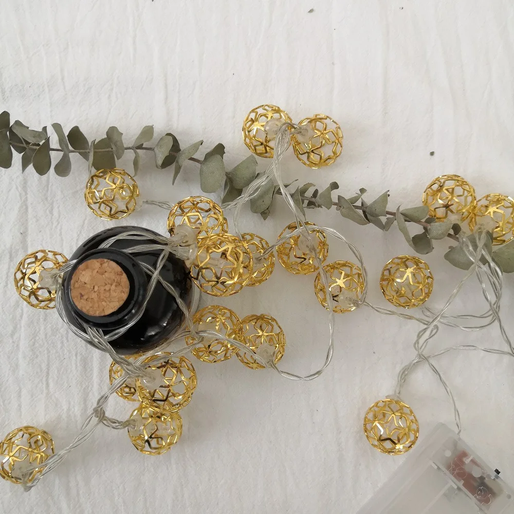 Hollow Metal Ball LED String Lights Fairy Lights Battery Powered Garland Christmas Wedding Xmas Navidad Holiday Party Decoration
Hollow Metal Ball LED String Lights Fairy Lights Battery Powered Garland Christmas Wedding Xmas Navidad Holiday Party Decoration