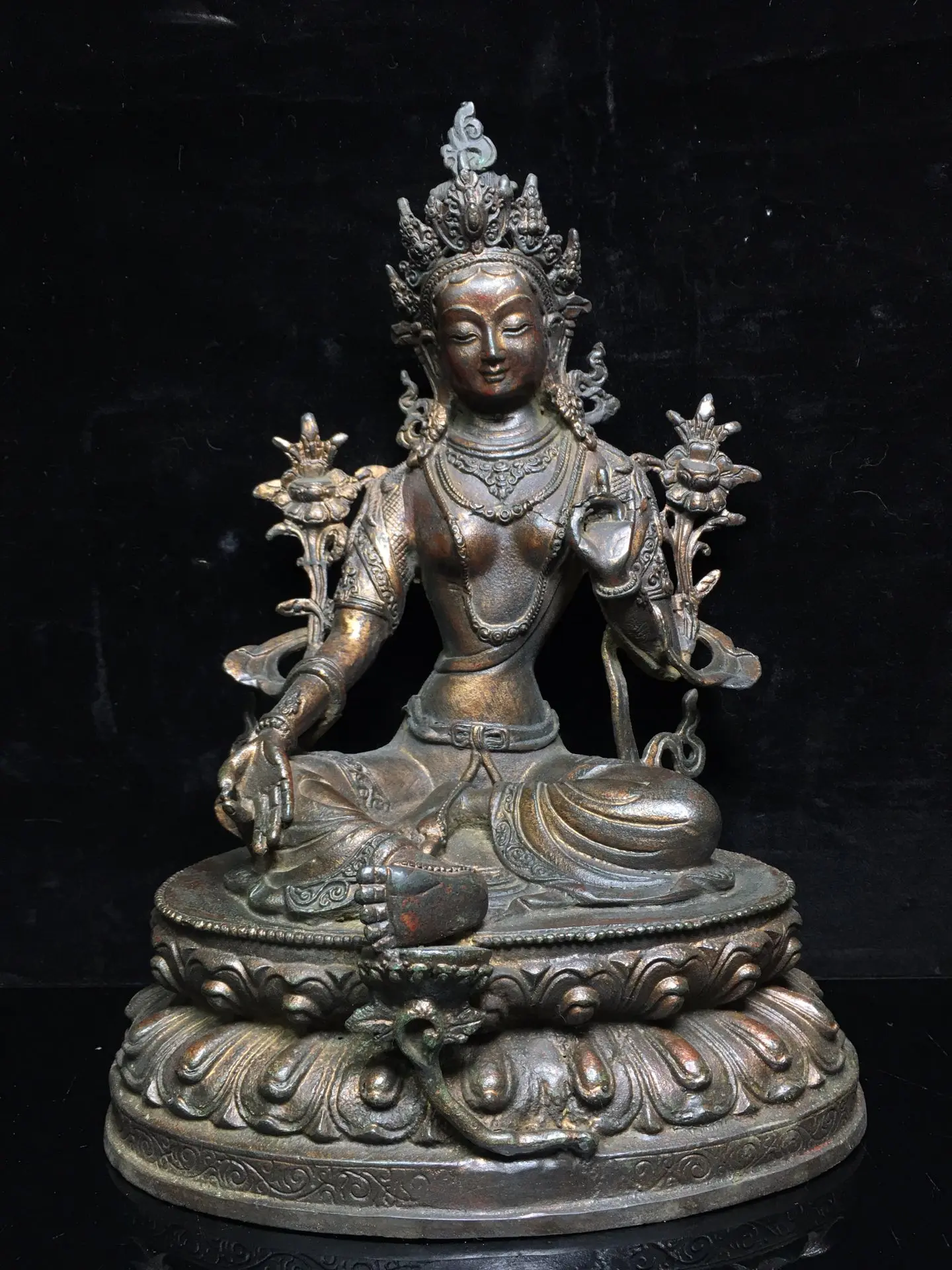 Home Decor 13" Tibet Buddhism Old Bronze Cinnabar Lacquer Bodhisattva Tara(Green) Guanyin Sitting Buddha
Home Decor 13" Tibet Buddhism Old Bronze Cinnabar Lacquer Bodhisattva Tara(Green) Guanyin Sitting Buddha