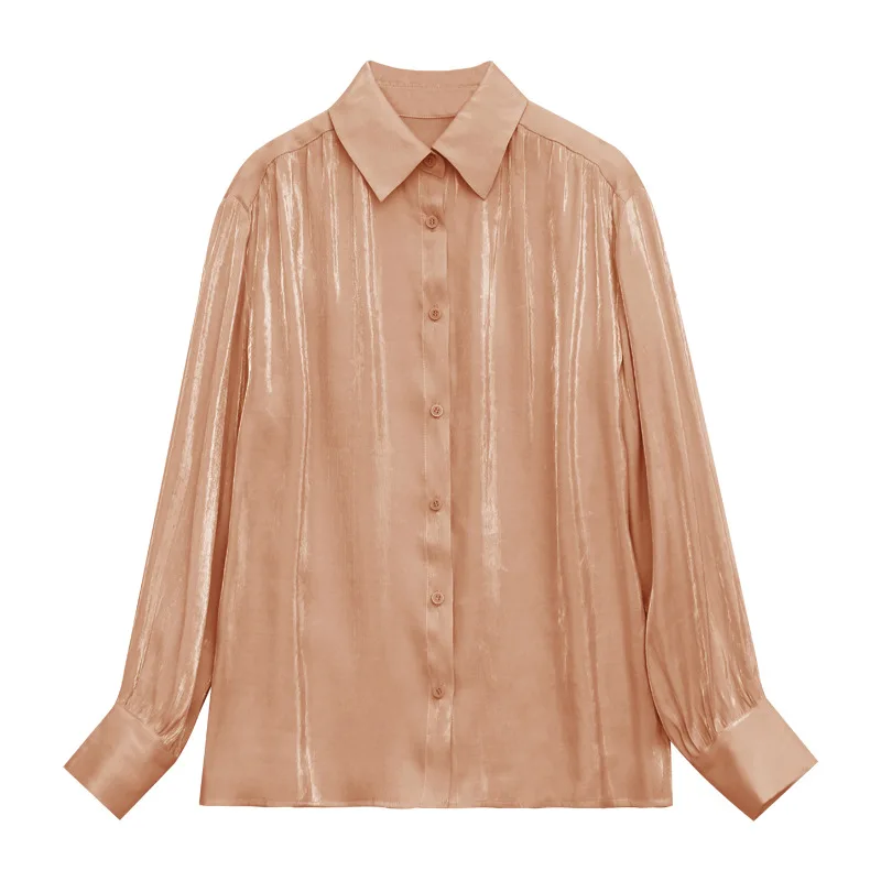 2021 Spring New Chic Women Satin Shirts Long Sleeve Solid Turn Down Collar Elegant Office Ladies Blouses Female
2021 Spring New Chic Women Satin Shirts Long Sleeve Solid Turn Down Collar Elegant Office Ladies Blouses Female