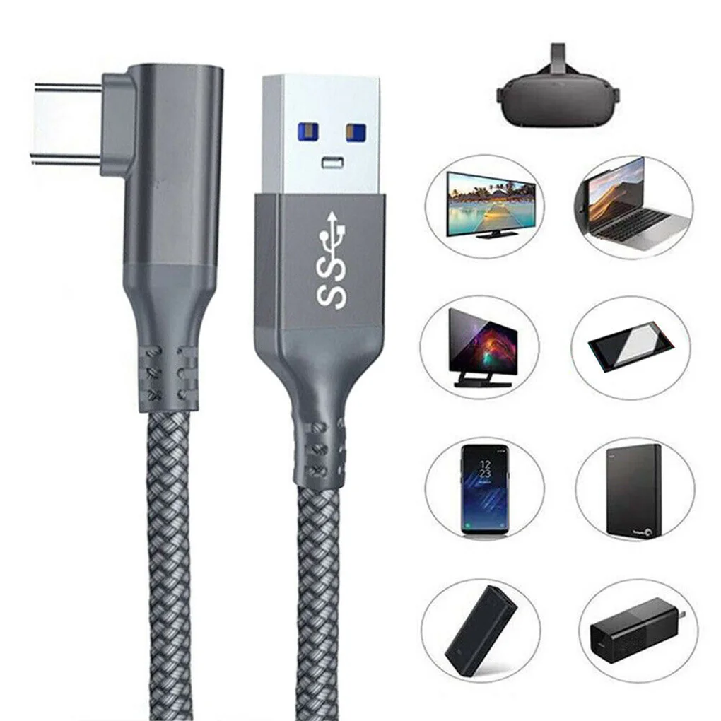 5Gbps VR Cable 3M/5M/6M 90-degree Connector Charging Cable VR Type-c Date Line Fast Charging Cord Replacement for Oculus Quest
5Gbps VR Cable 3M/5M/6M 90-degree Connector Charging Cable VR Type-c Date Line Fast Charging Cord Replacement for Oculus Quest