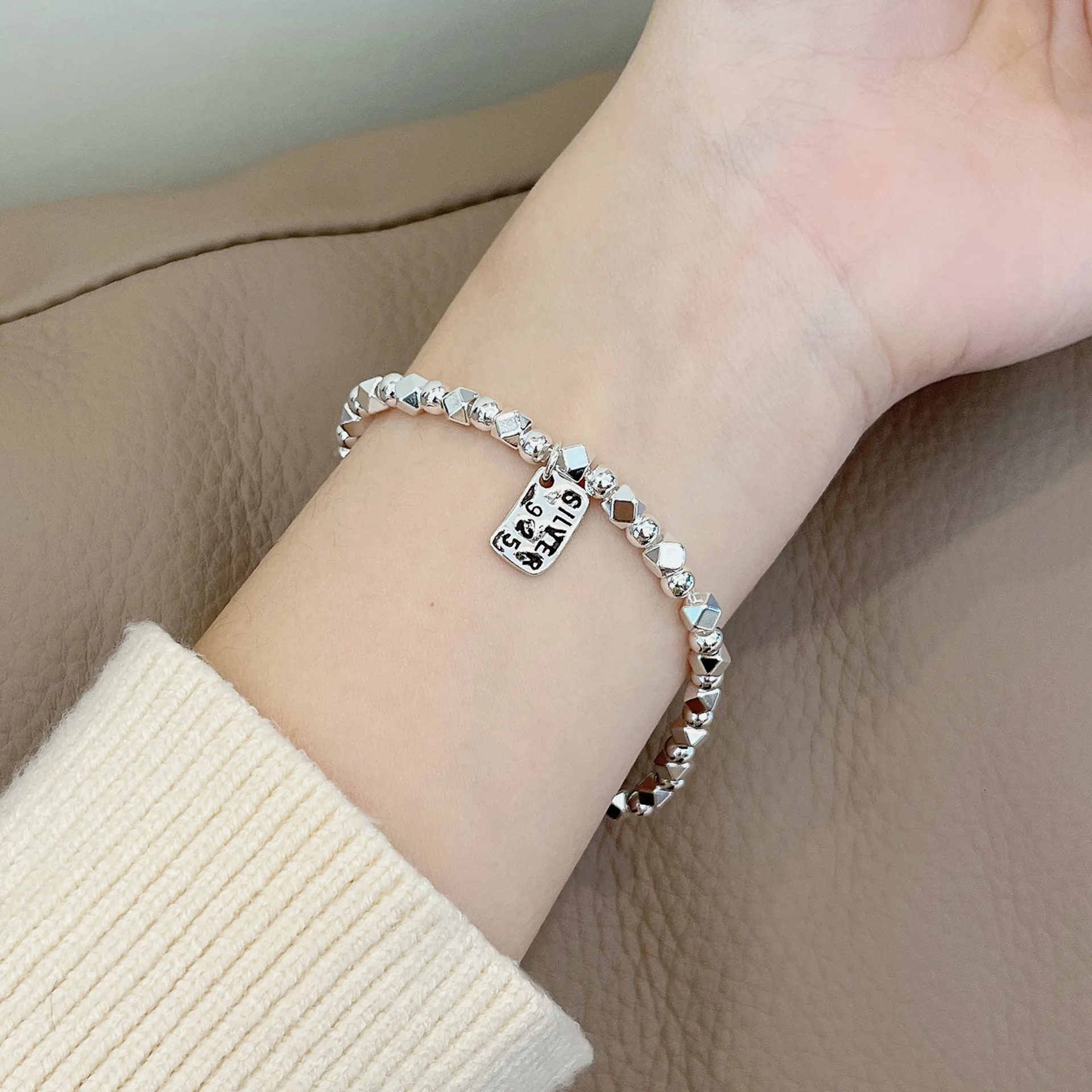 925 Sterling Silver Bracelets for Women New Trendy Elegant Simple String of Beads Geometric Party Jewelry Gift Wholesale
925 Sterling Silver Bracelets for Women New Trendy Elegant Simple String of Beads Geometric Party Jewelry Gift Wholesale